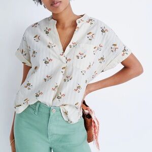 Madewell bower popover Floral Button Down Shirt Marseilles daisies sz S